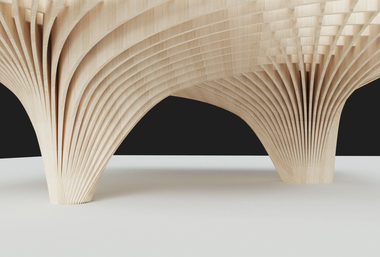 Rectangular spiral and curve waffle pavilions 3D model_13