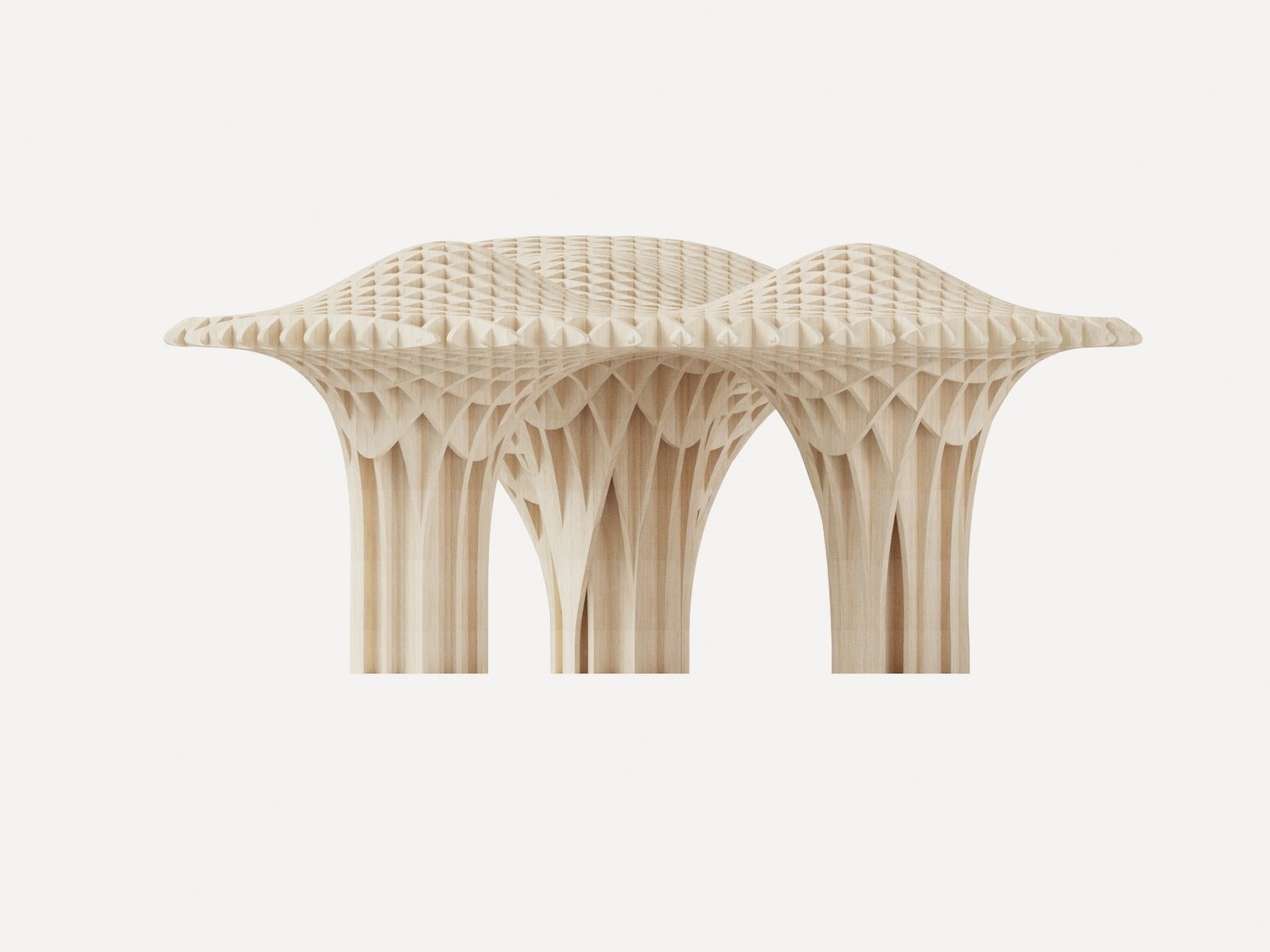 Rectangular spiral and curve waffle pavilions 3D model_7