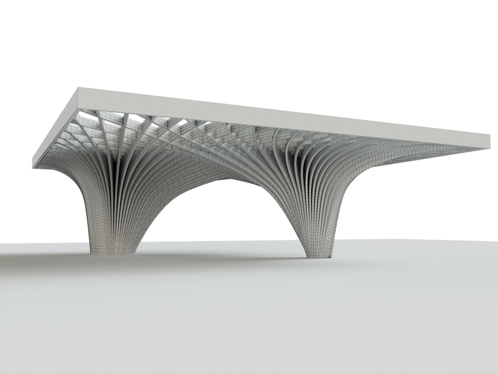 Rectangular spiral and curve waffle pavilions 3D model_3