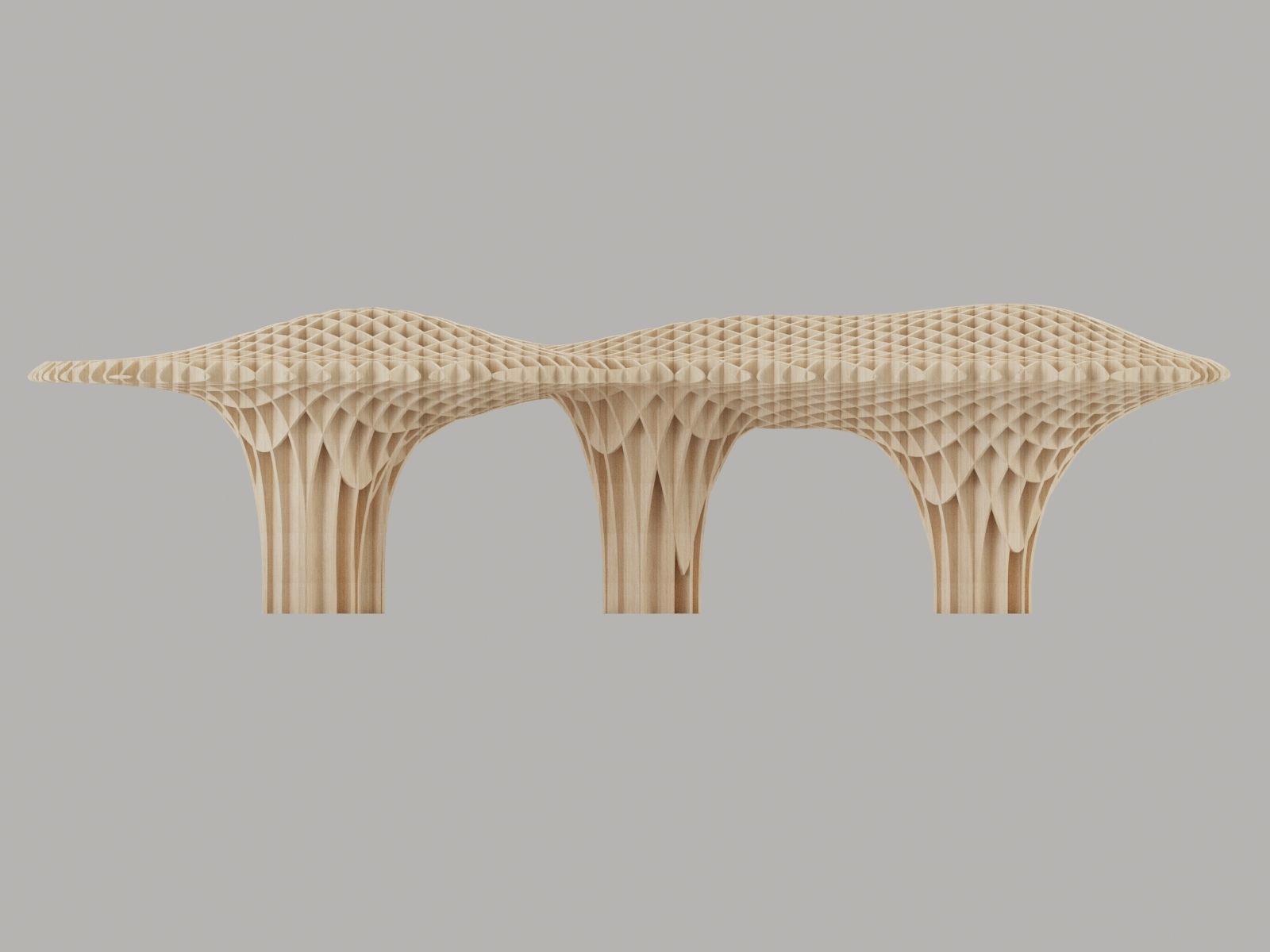 Rectangular spiral and curve waffle pavilions 3D model_6
