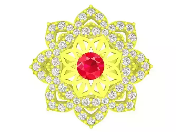 Luxury Floral Halo Diamond Gemstone Ring 3D Model 4427 3D print model