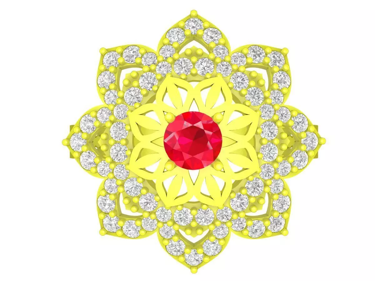 Luxury Floral Halo Diamond Gemstone Ring 3D Model 4427 3D print model