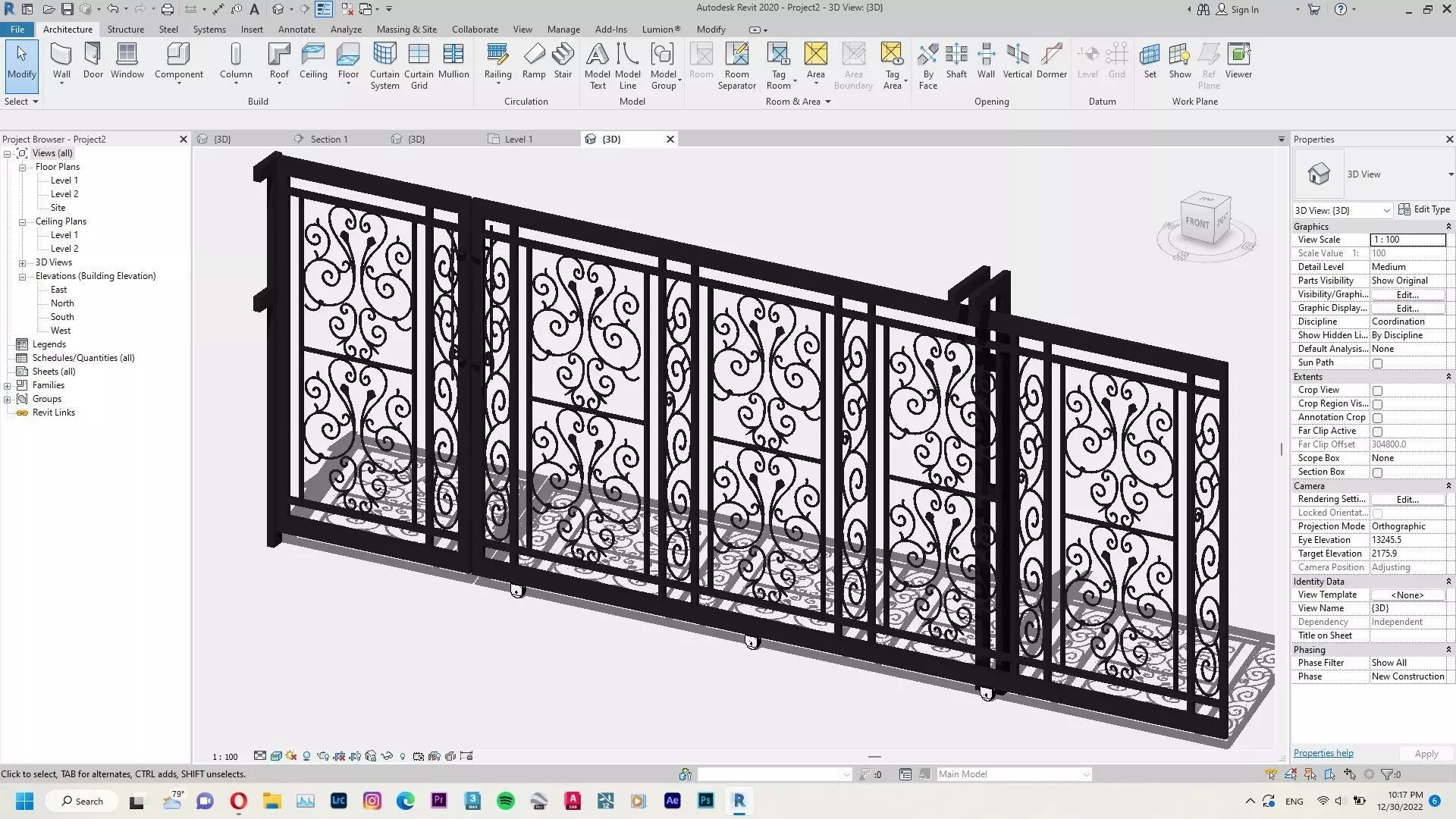 Classic Gate Revit Family 3D model_0