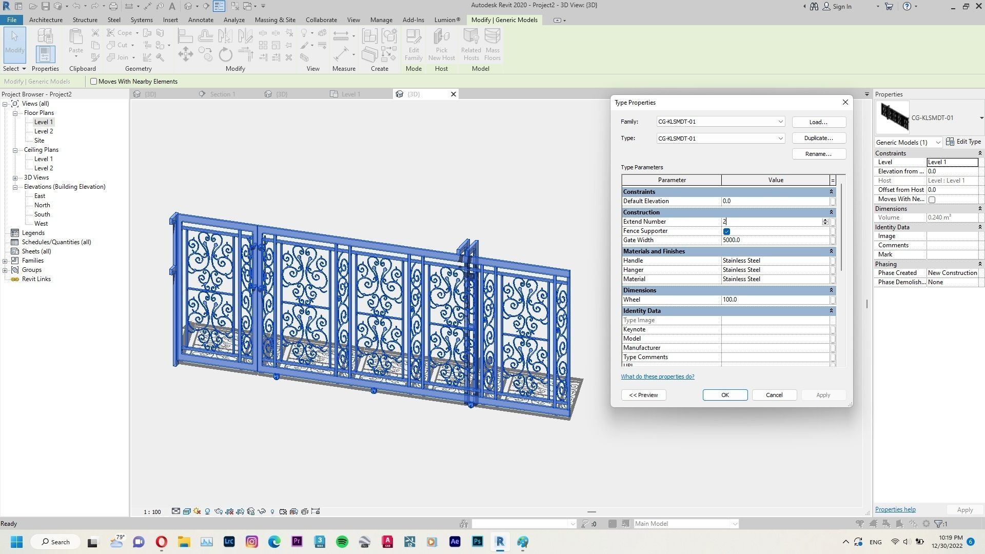 Classic Gate Revit Family 3D model_3