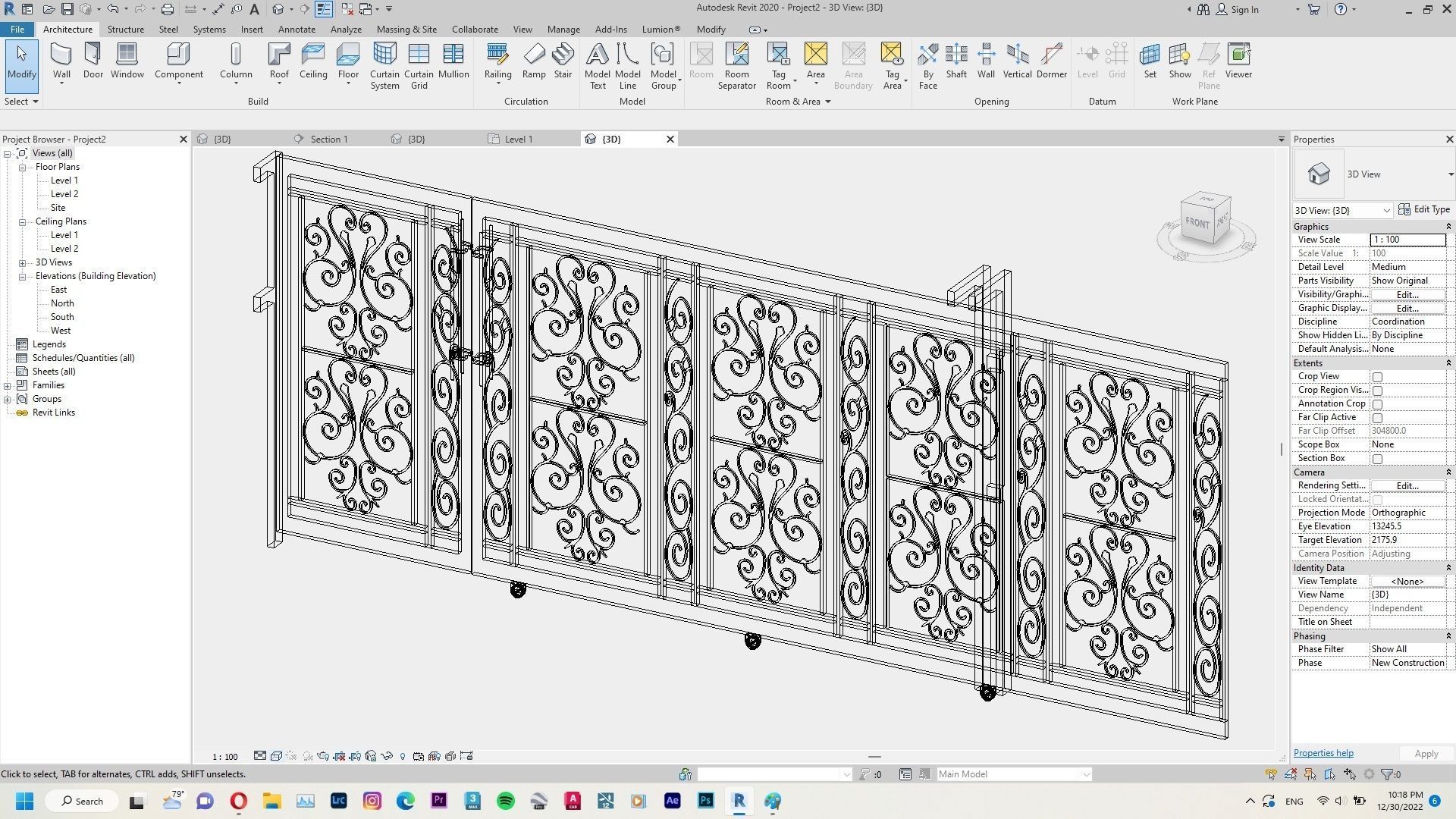 Classic Gate Revit Family 3D model_1