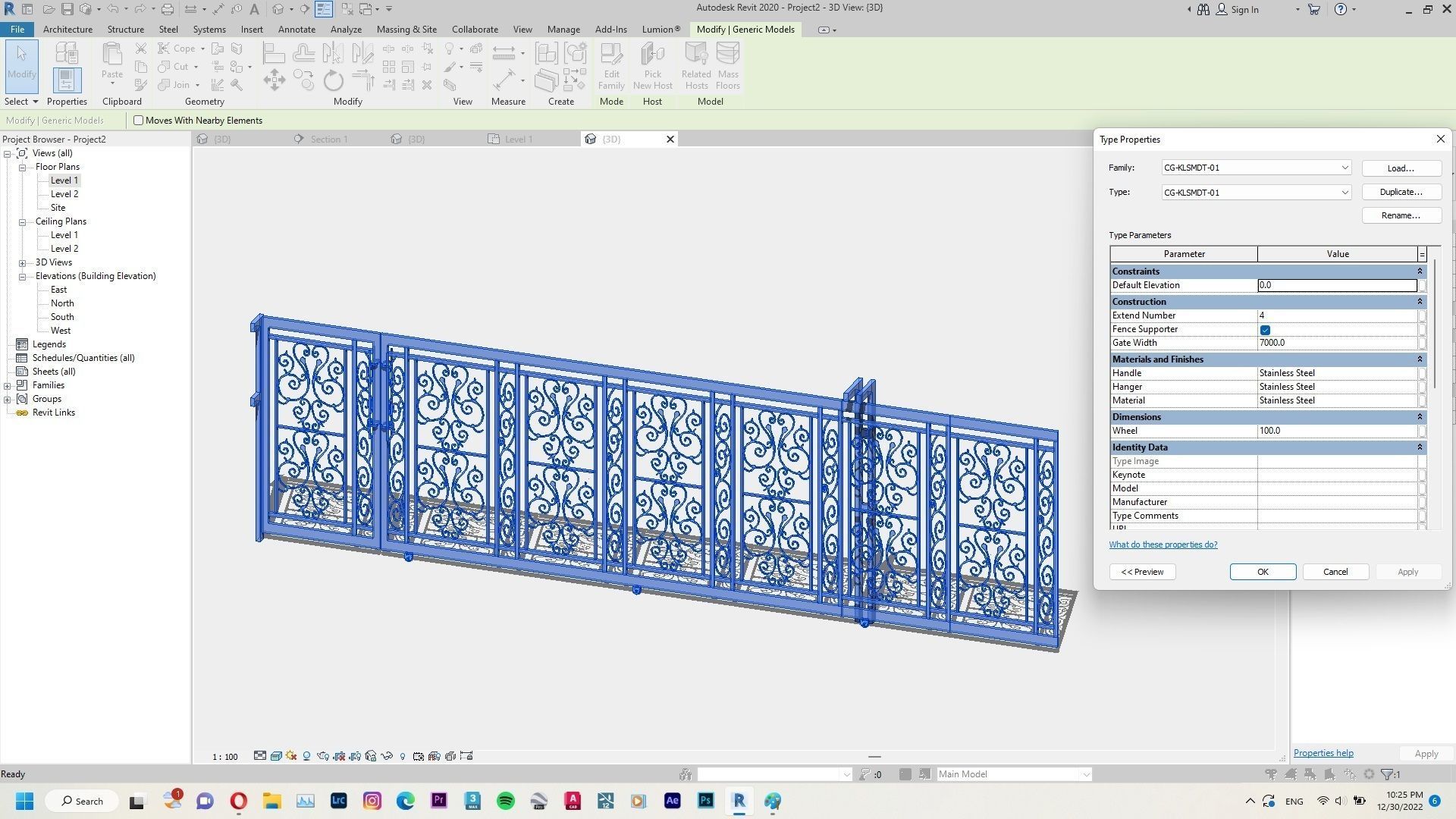 Classic Gate Revit Family 3D model_4