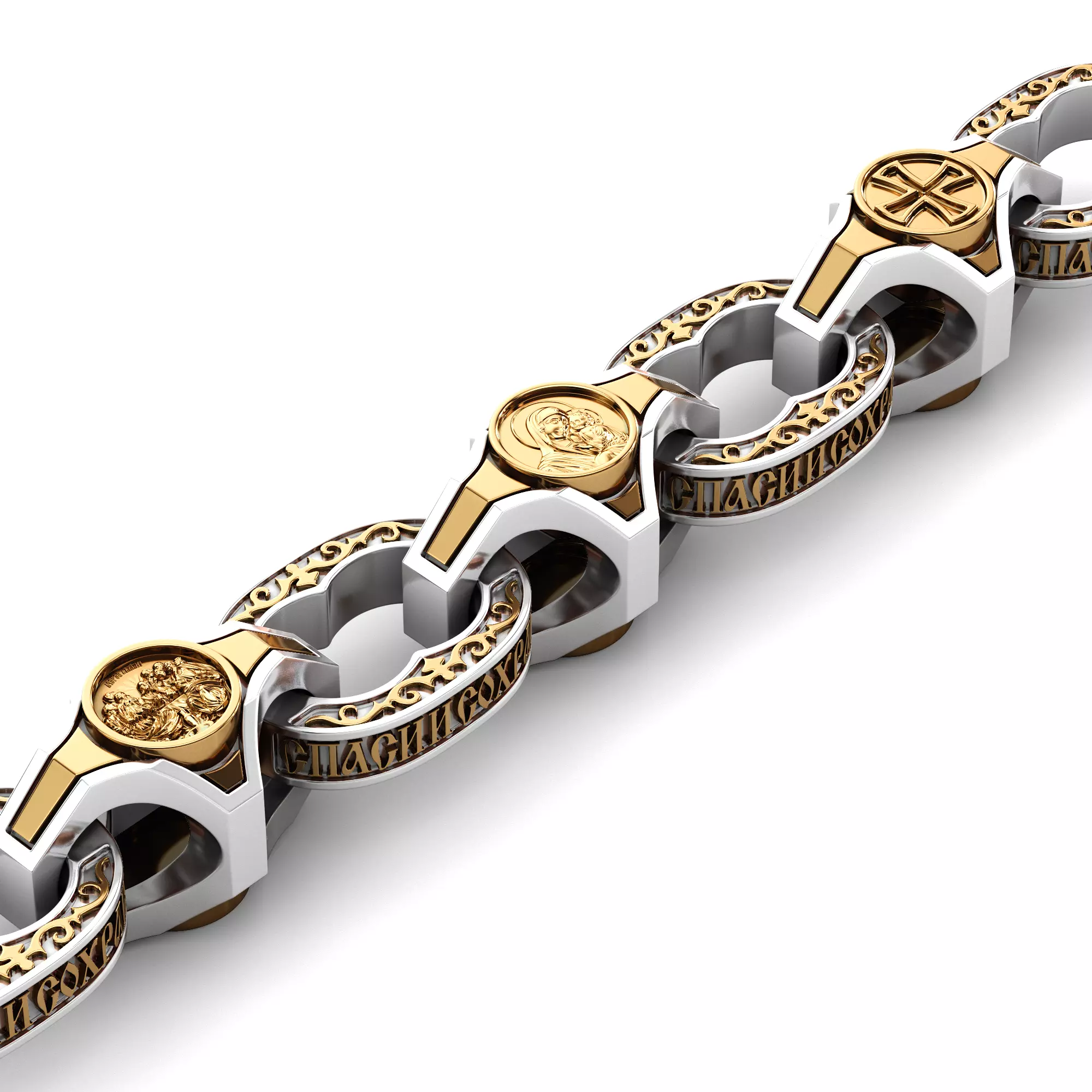 chain two tone gold and silver bracelet 3D print model