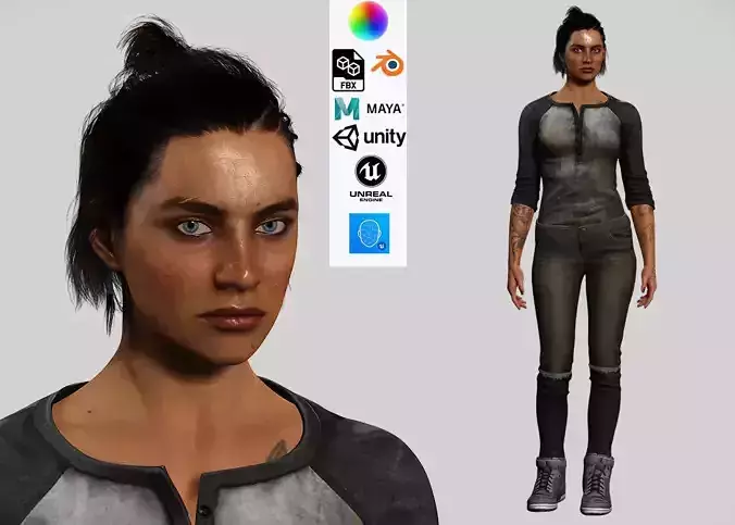 Survival Girl Apocalypses  Low-poly 3D model