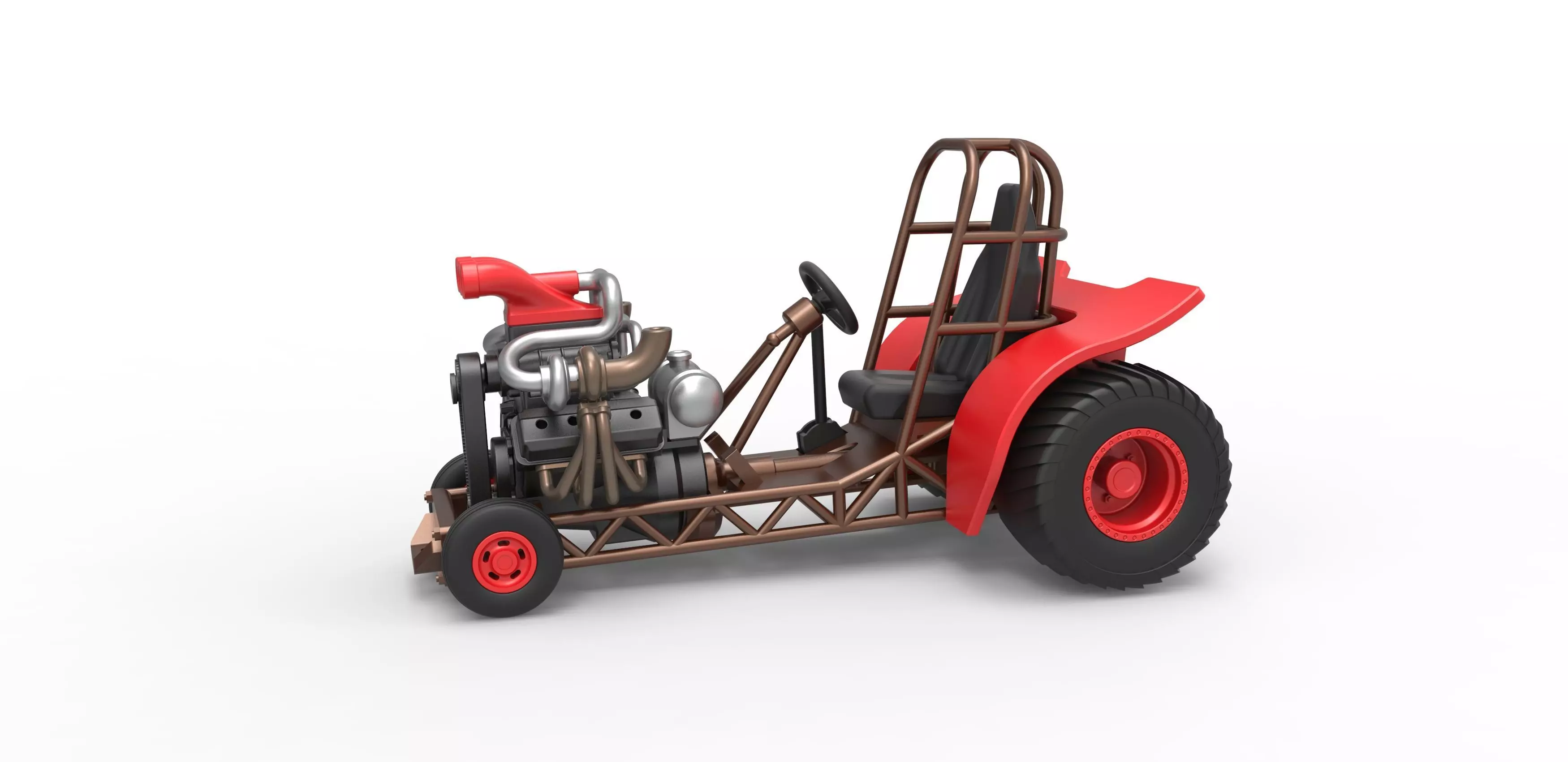 Mini Rod pulling tractor 7 Scale 1 to 25 3D print model
