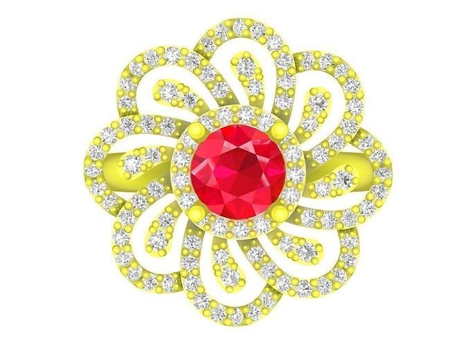 luxury vietnamese diamond flower women ring 4429 3D print model