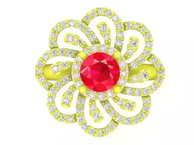 luxury vietnamese diamond flower women ring 4429