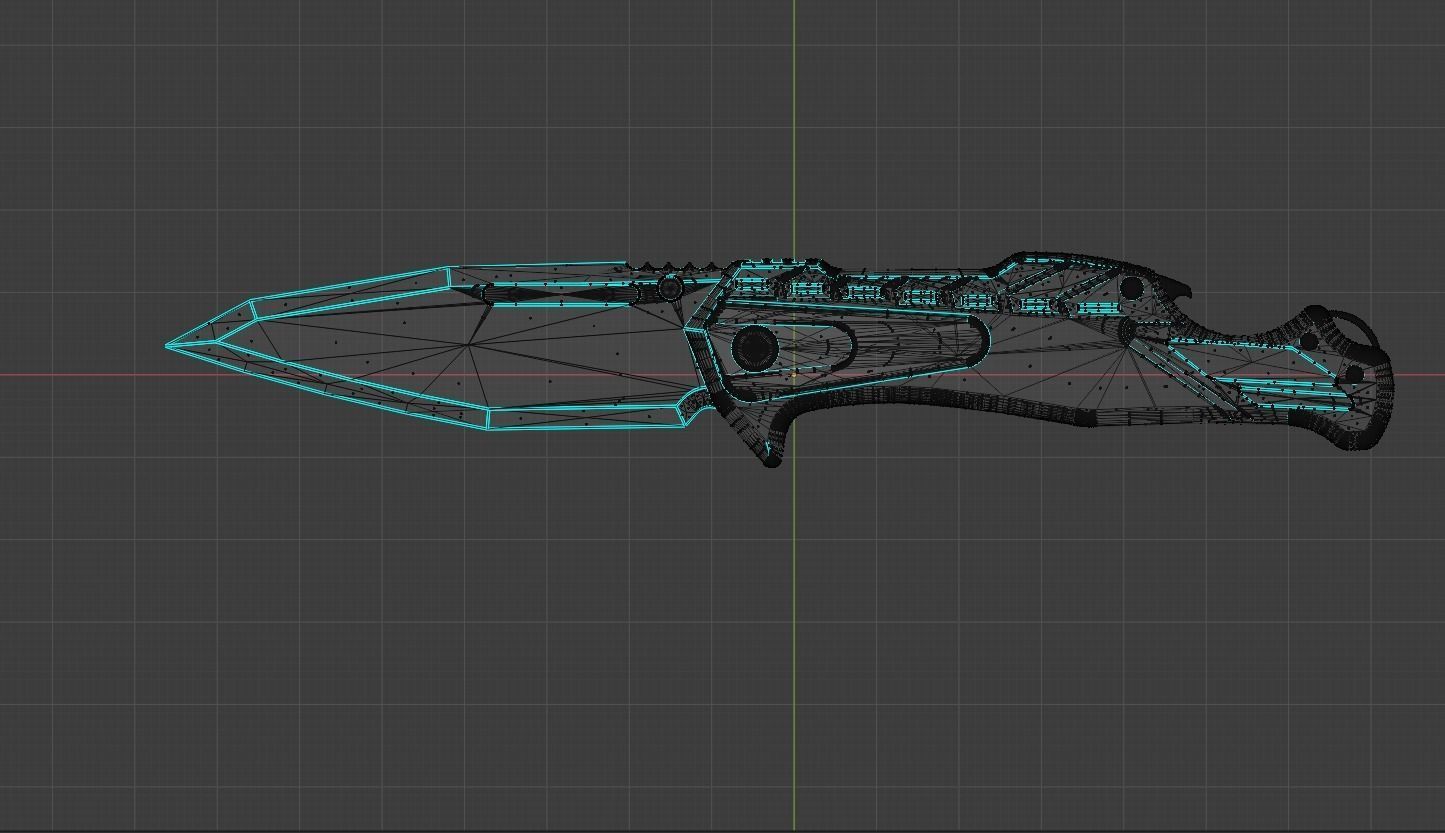 Scifi Knife Damas lame Low-poly 3D model_5