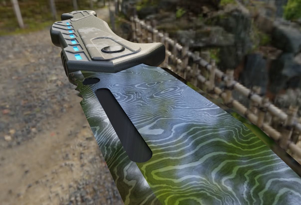 Scifi Knife Damas lame Low-poly 3D model_2