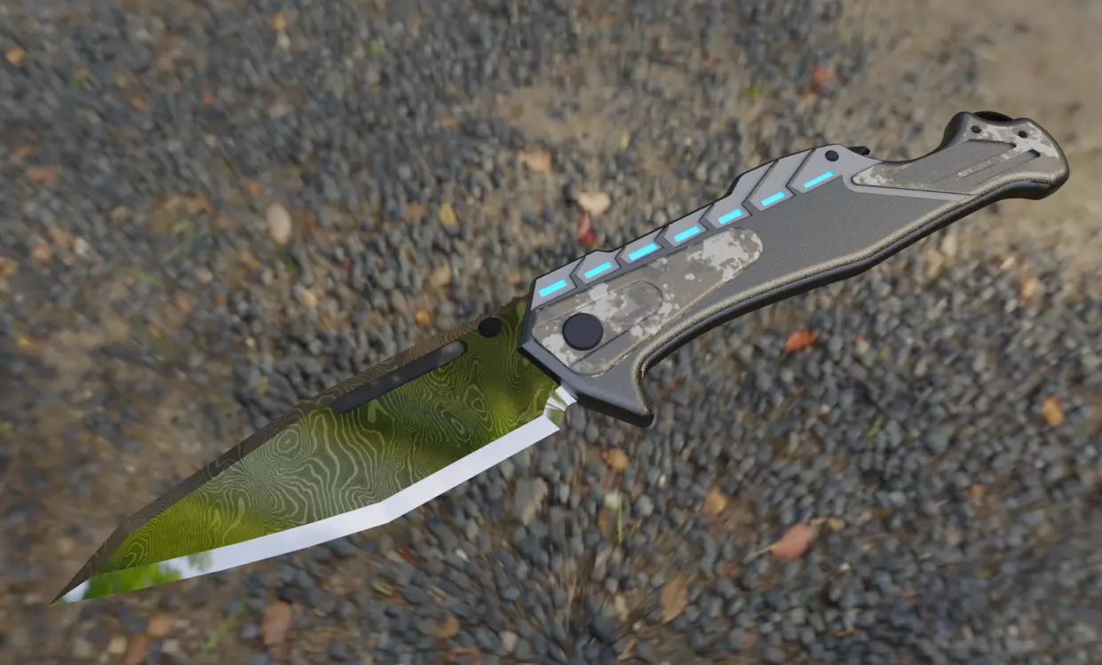 Scifi Knife Damas lame Low-poly 3D model_0