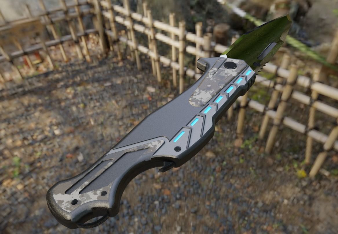 Scifi Knife Damas lame Low-poly 3D model_1