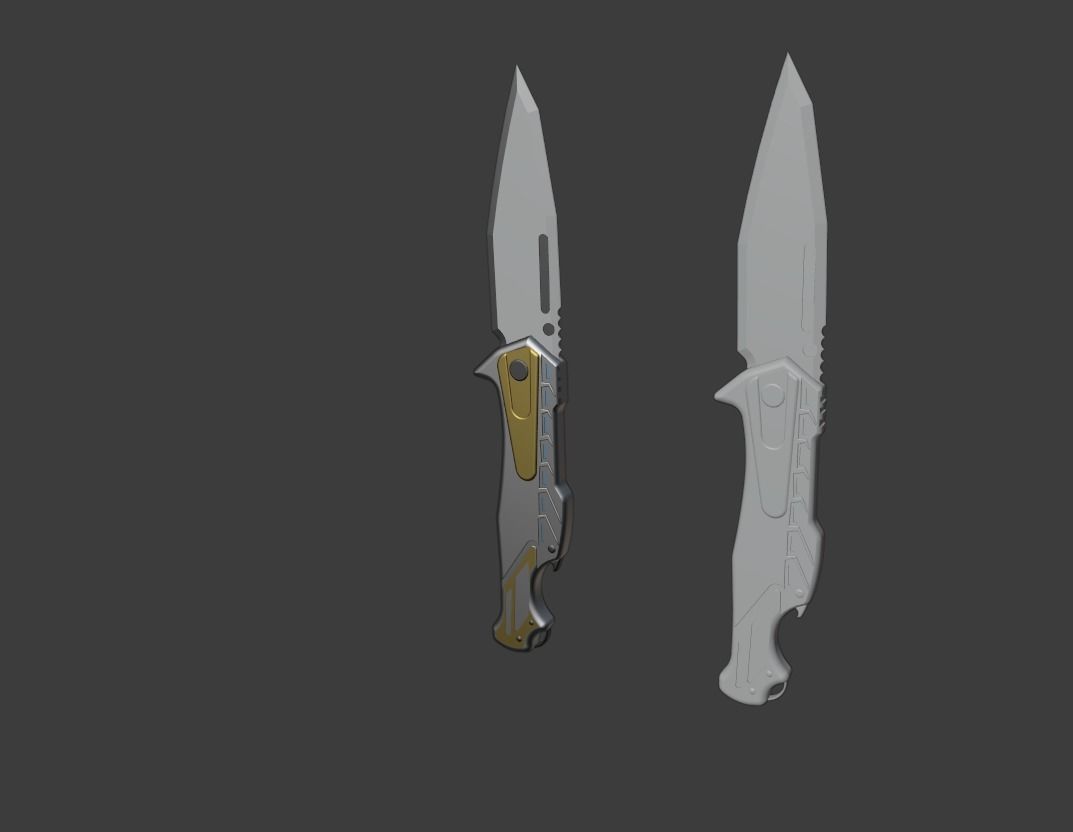 Scifi Knife Damas lame Low-poly 3D model_3
