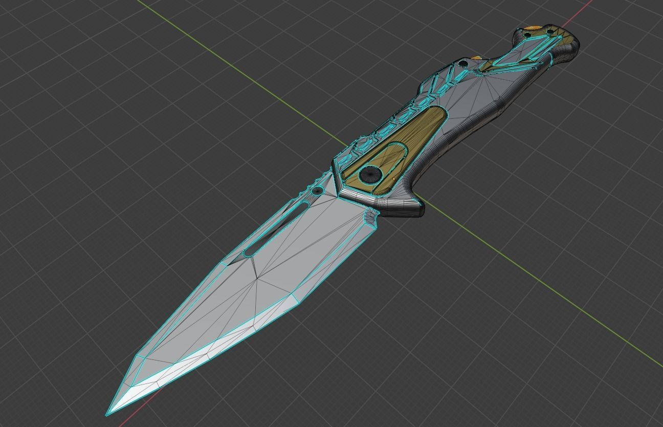 Scifi Knife Damas lame Low-poly 3D model_4