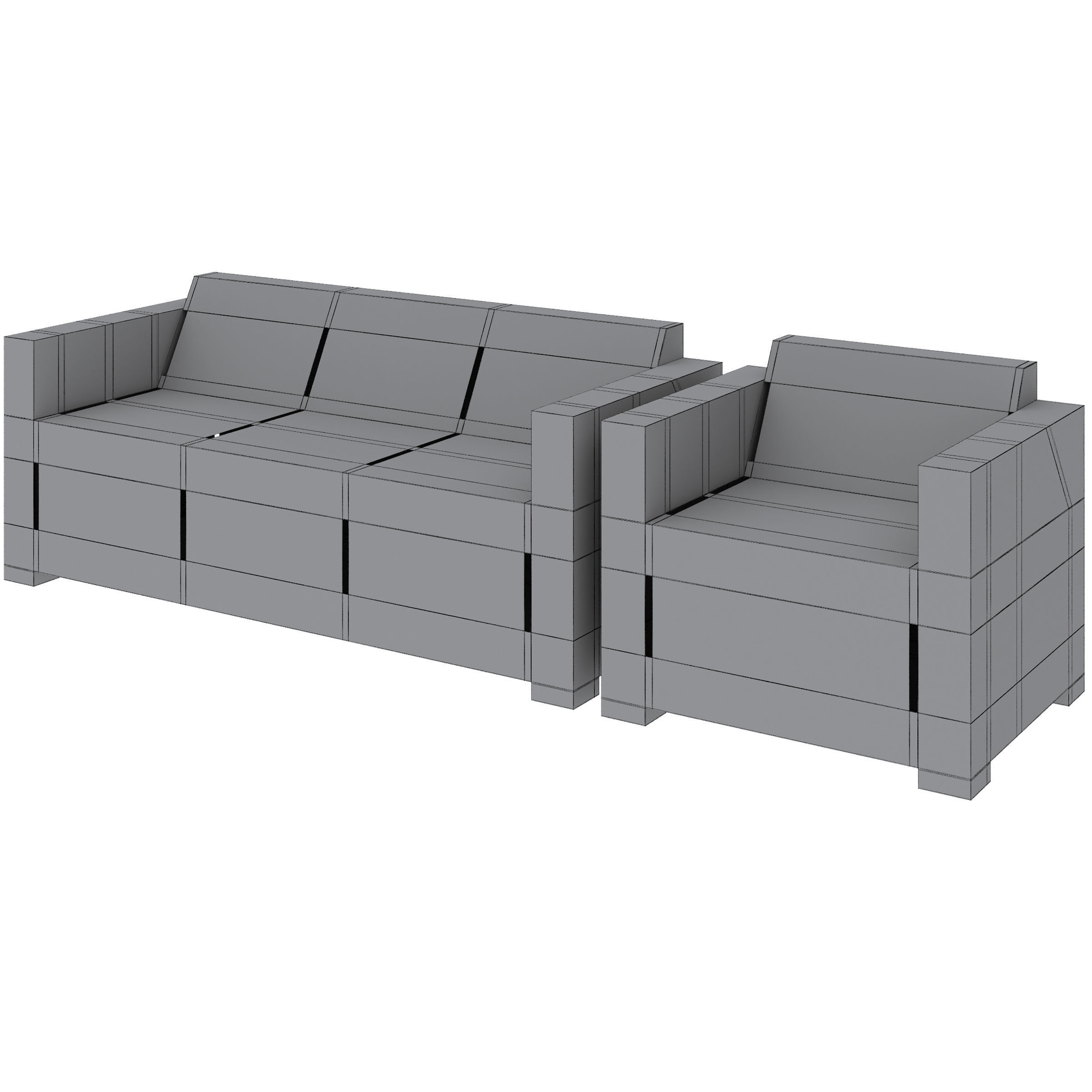 Park benches Manoa by univers and cite 3D model_3