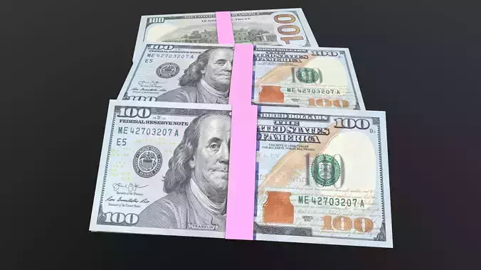 100 Dollar Note Currency Bundle AR VR PBR