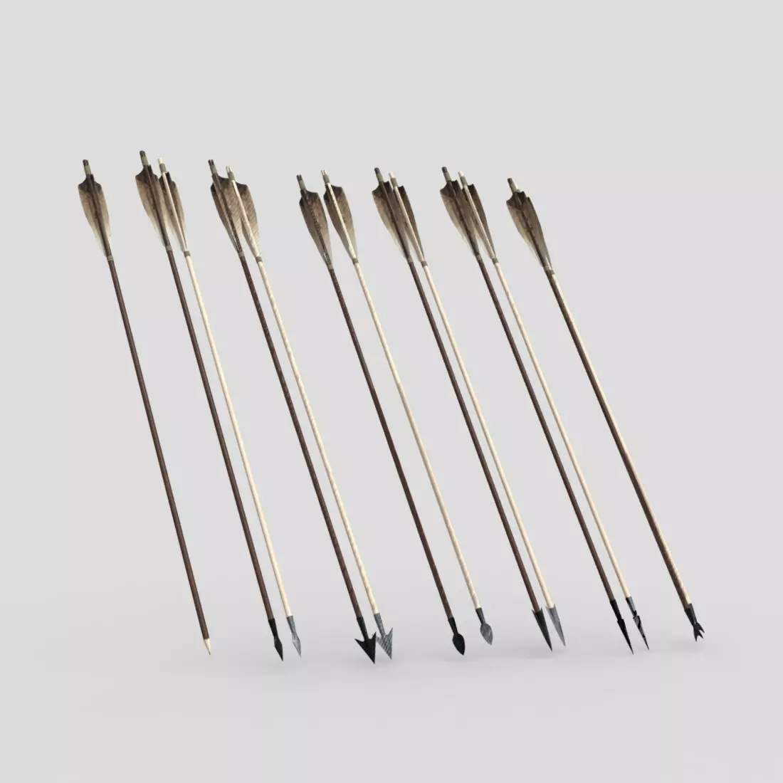 Wooden Arrow Pack Low-poly 3D model_0