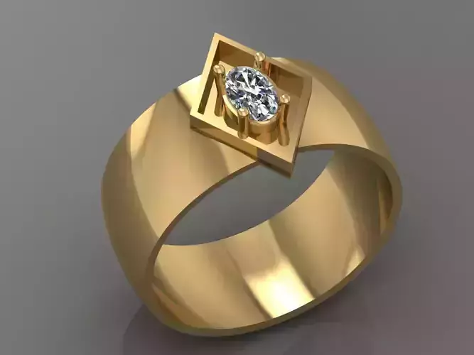 Ring 3D Print 3D print model 3D model gold with sapphire in center