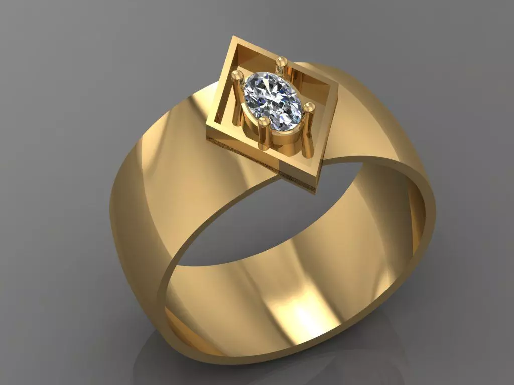 Ring 3D Print 3D print model 3D model gold with sapphire in c... 3D print model_0