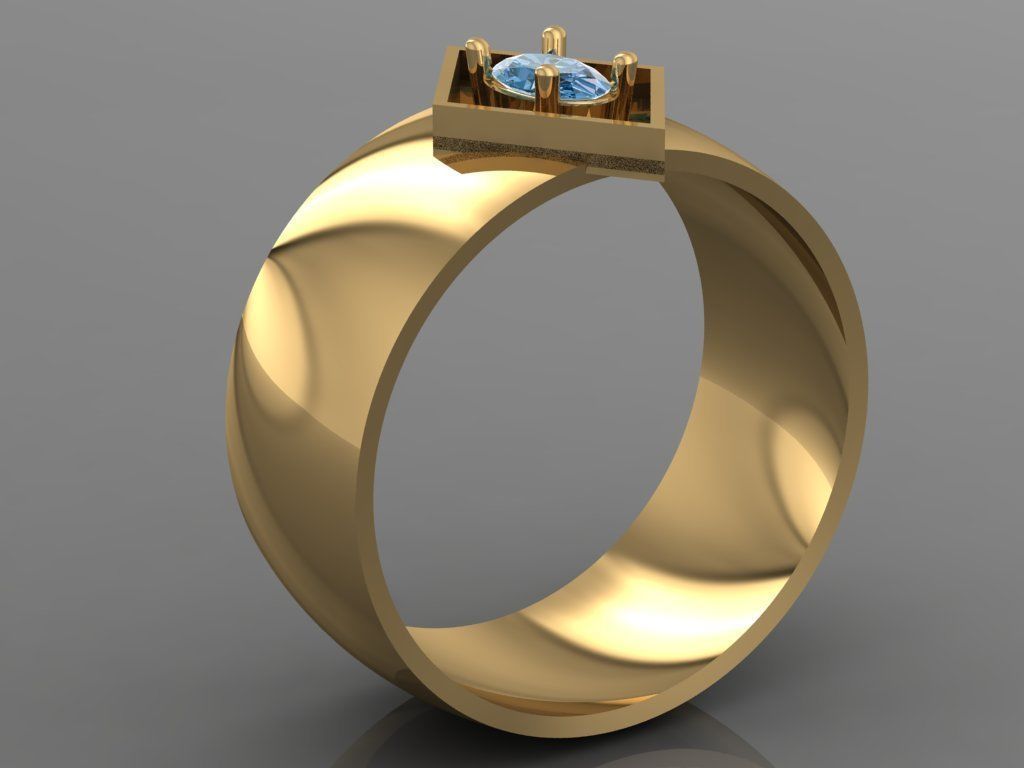 Ring 3D Print 3D print model 3D model gold with sapphire in c... 3D print model_1