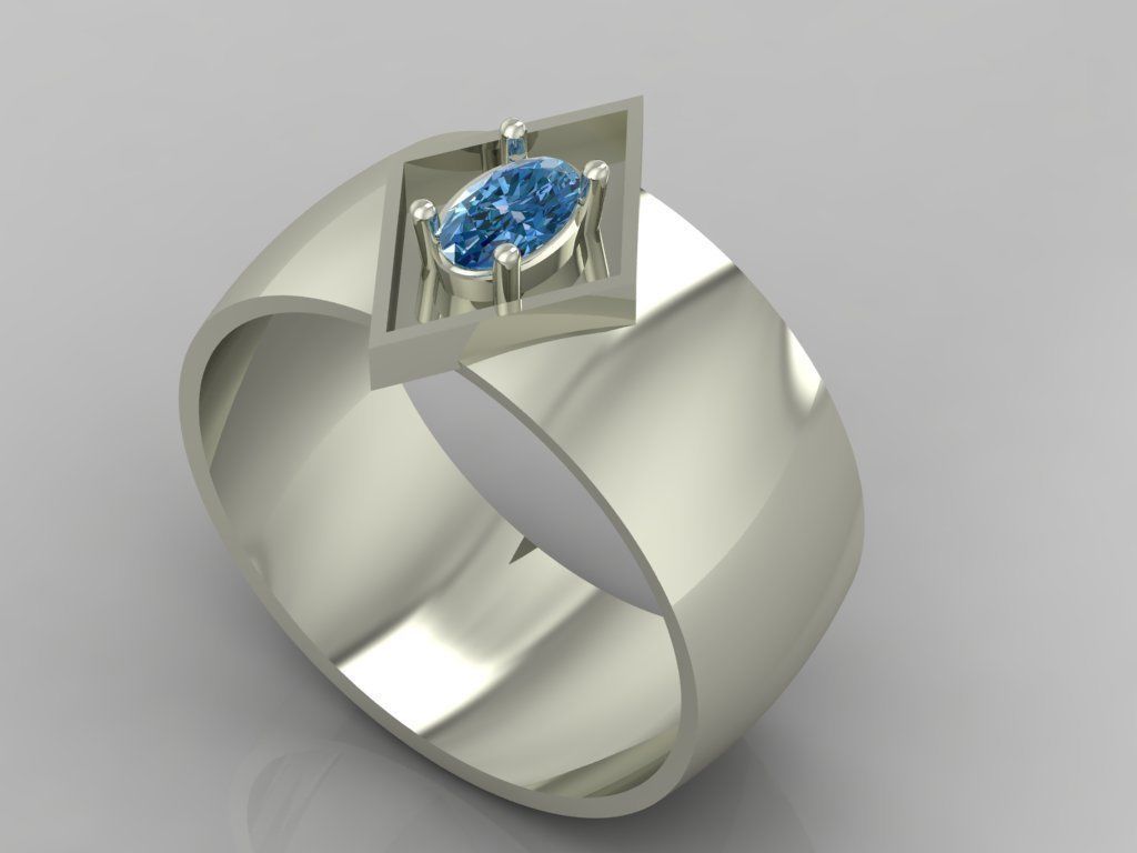 Ring 3D Print 3D print model 3D model gold with sapphire in c... 3D print model_3