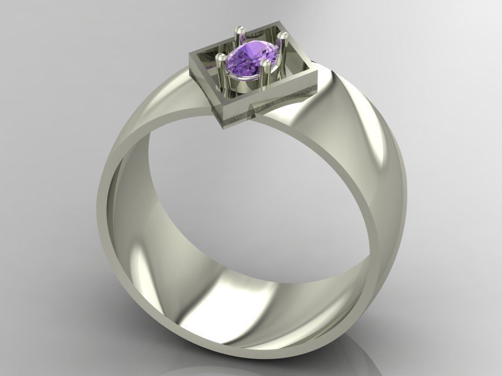 Ring 3D Print 3D print model 3D model gold with sapphire in c... 3D print model_2