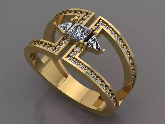 Ring 3D Print 3D print model 3D model gold with topaz and diamonds