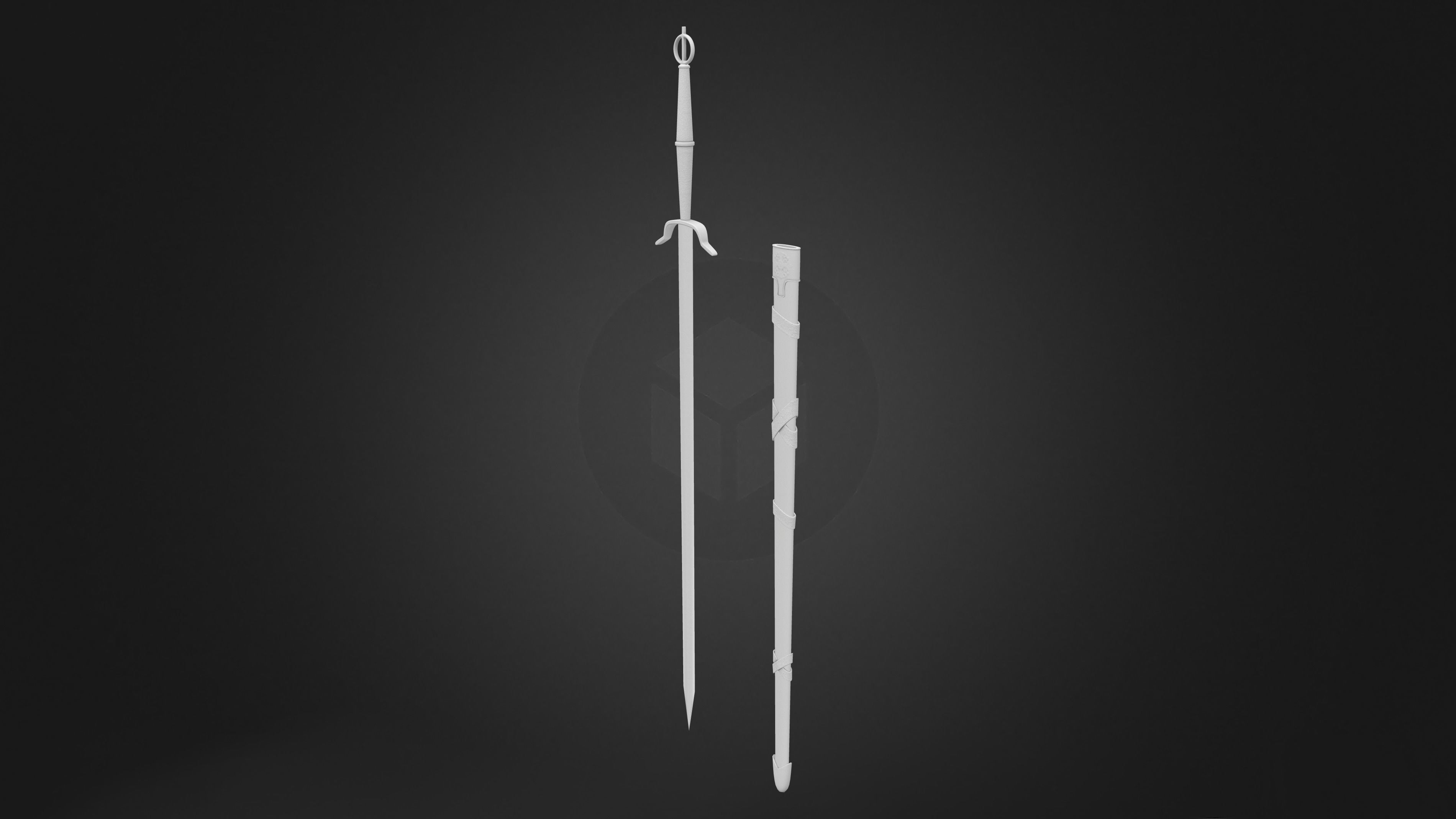 Fantasy Medieval Warrior Sword Low-poly 3D model_7