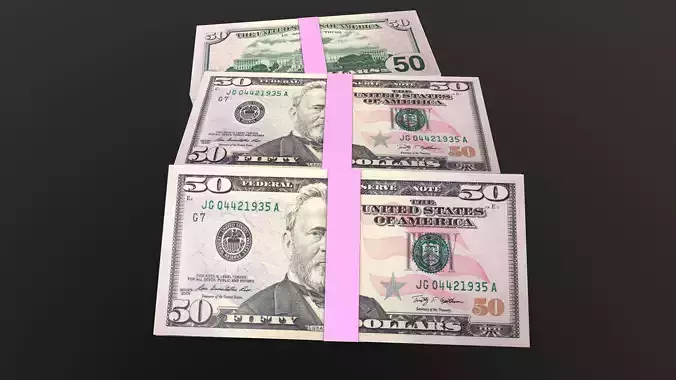 50 Dollar Note Currency Bundle AR VR PBR