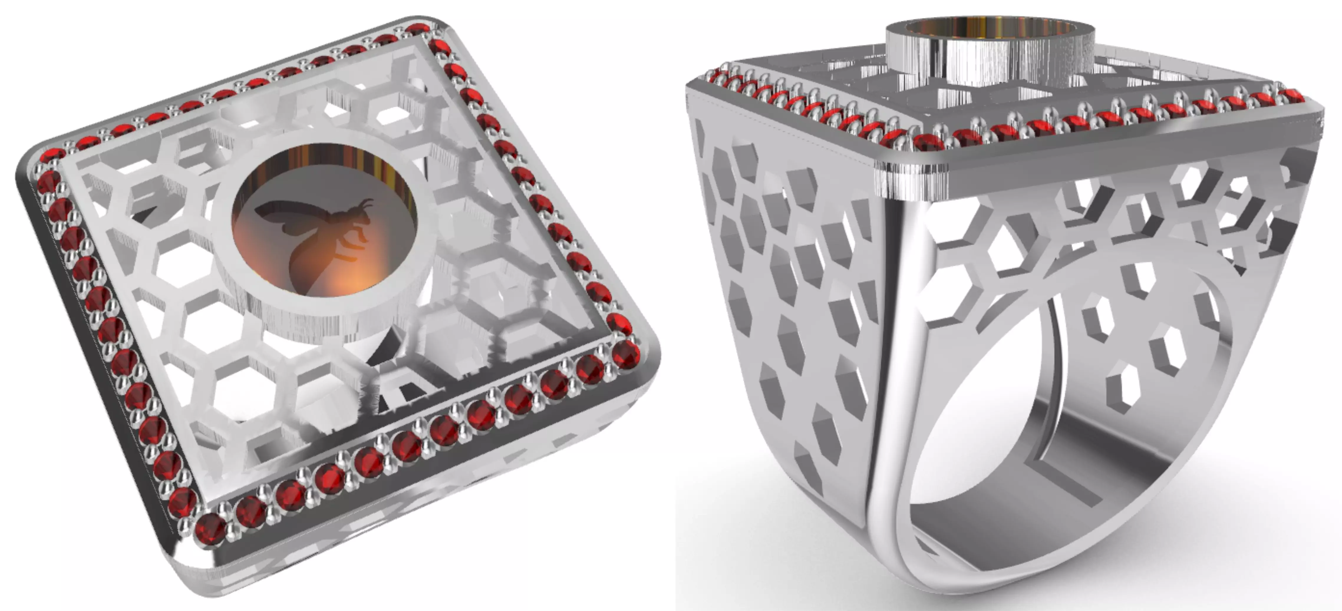Bee Ring with brilhants 3D print model