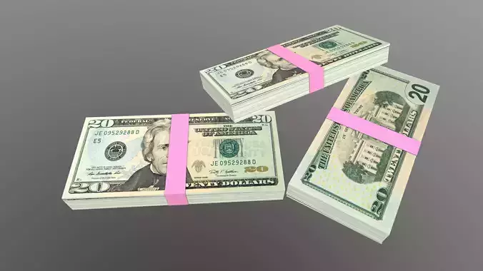 20 Dollar Note Currency Bundle AR VR PBR