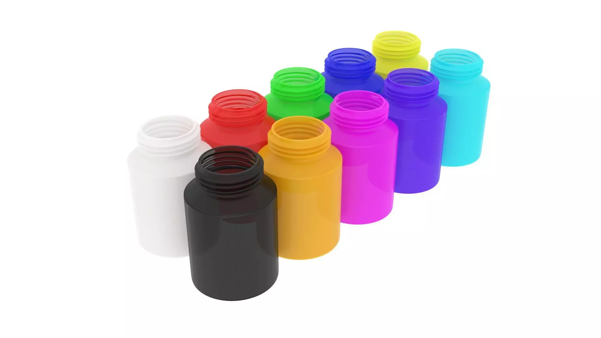 Transparent Plastic Pills Bottles Set 3D model