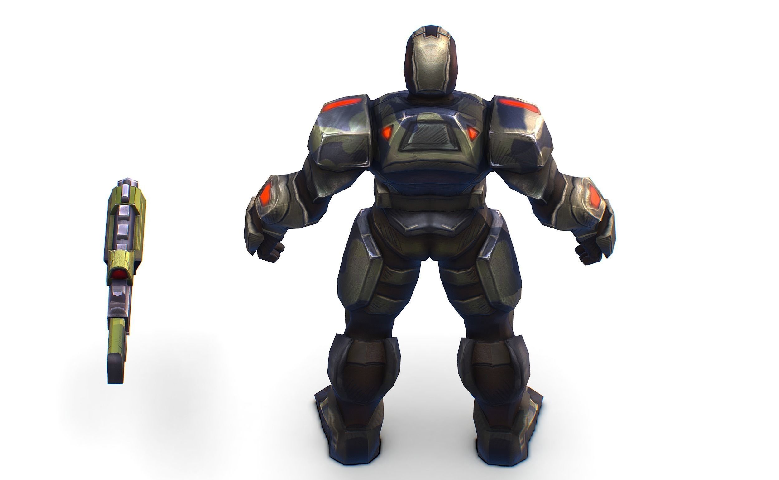 Sci-Fi Man Cyborg Drone Male Trooper Black Soldier Low-poly 3D model_13