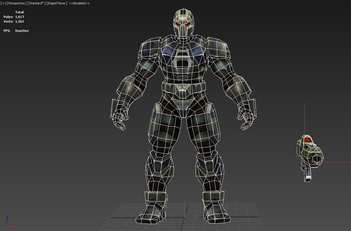 Sci-Fi Man Cyborg Drone Male Trooper Black Soldier Low-poly 3D model_14