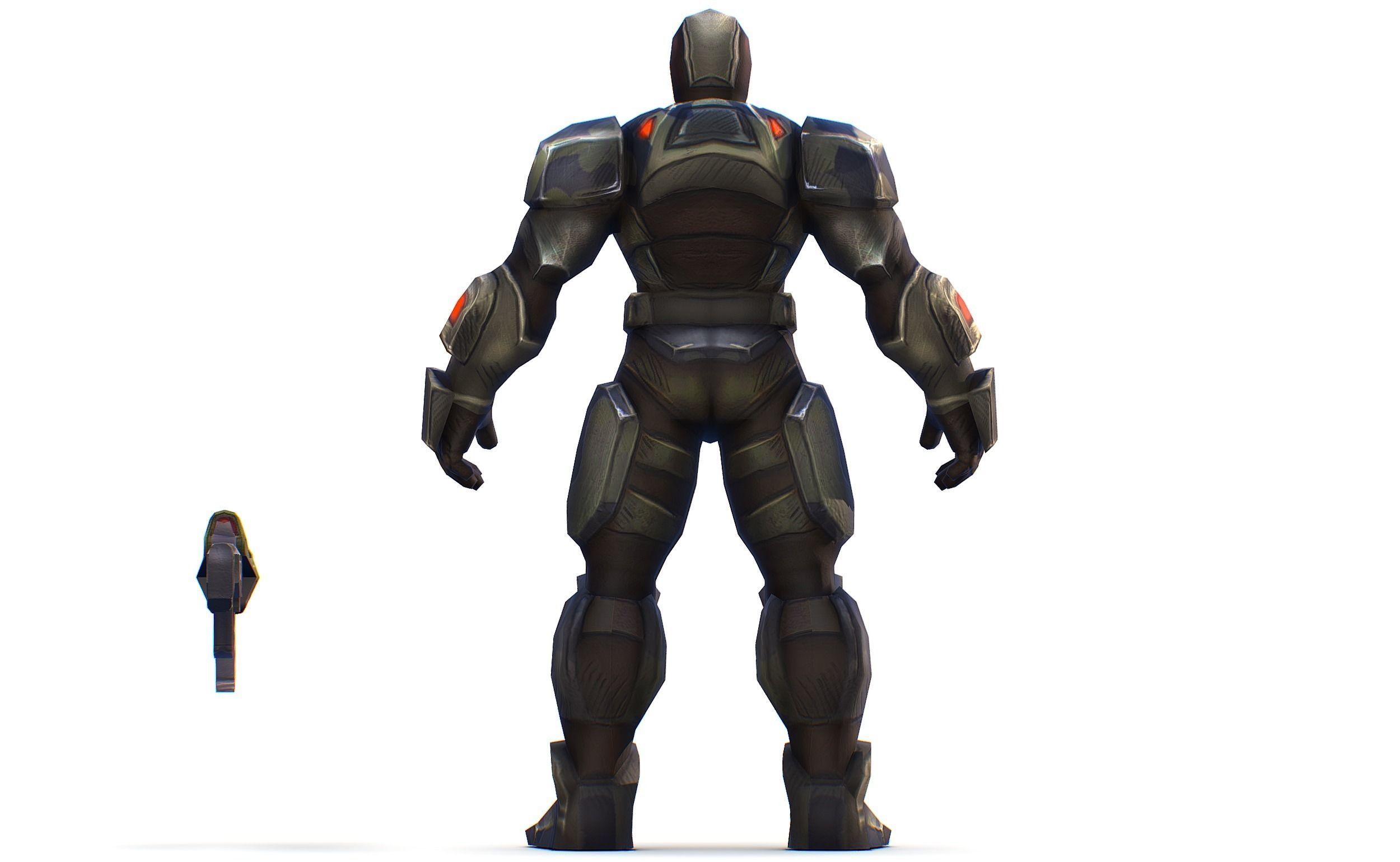 Sci-Fi Man Cyborg Drone Male Trooper Black Soldier Low-poly 3D model_4