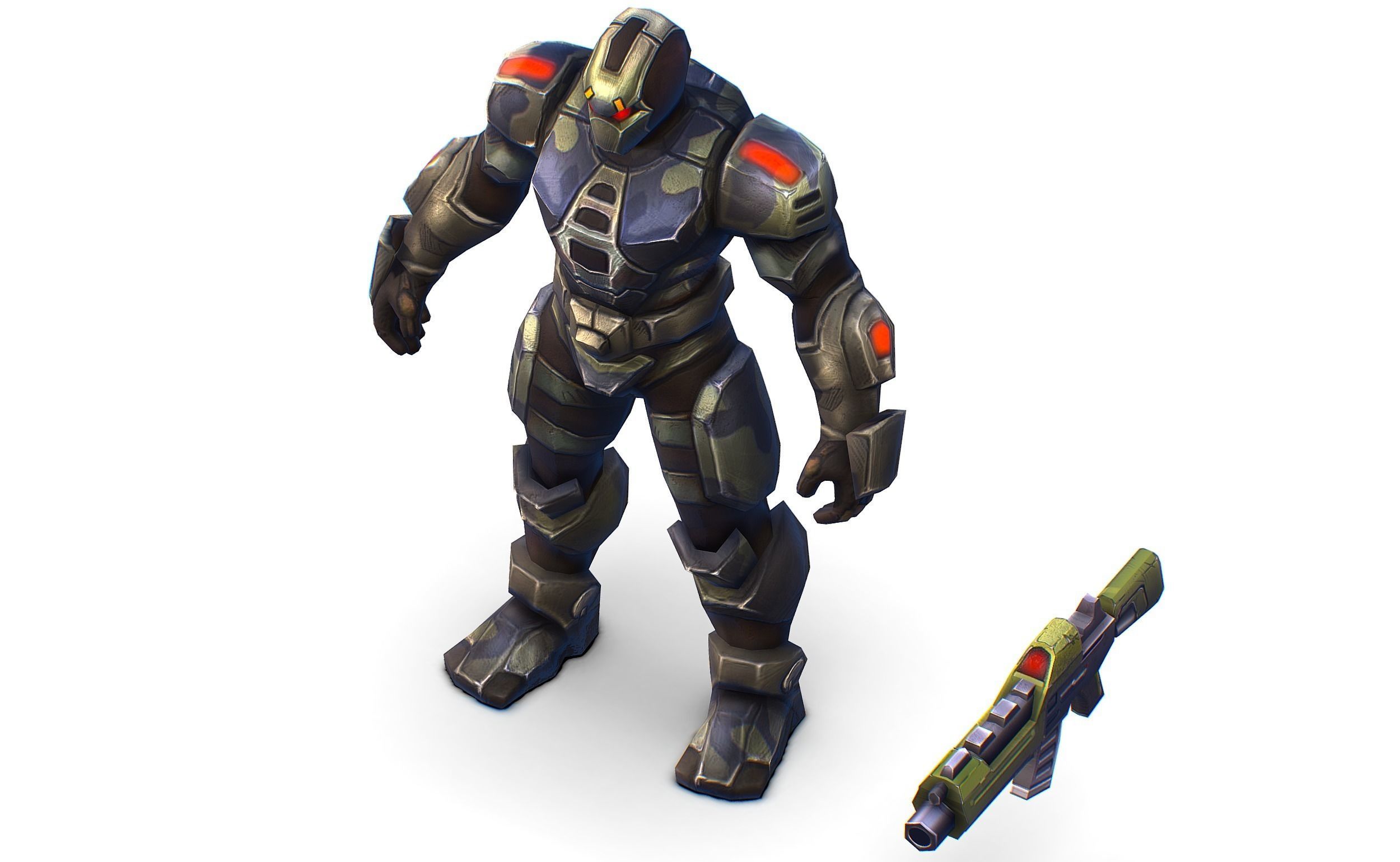 Sci-Fi Man Cyborg Drone Male Trooper Black Soldier Low-poly 3D model_12