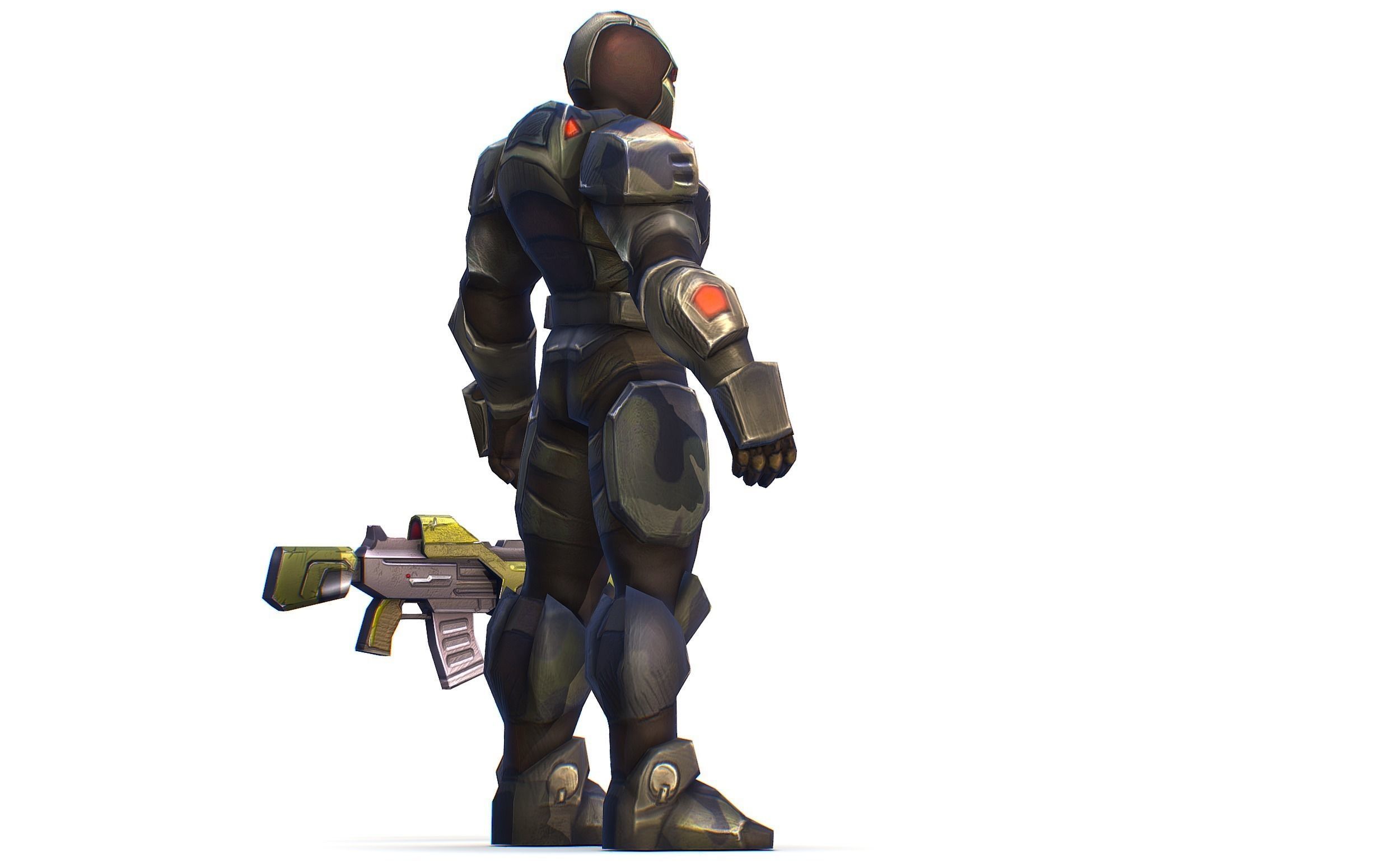 Sci-Fi Man Cyborg Drone Male Trooper Black Soldier Low-poly 3D model_5