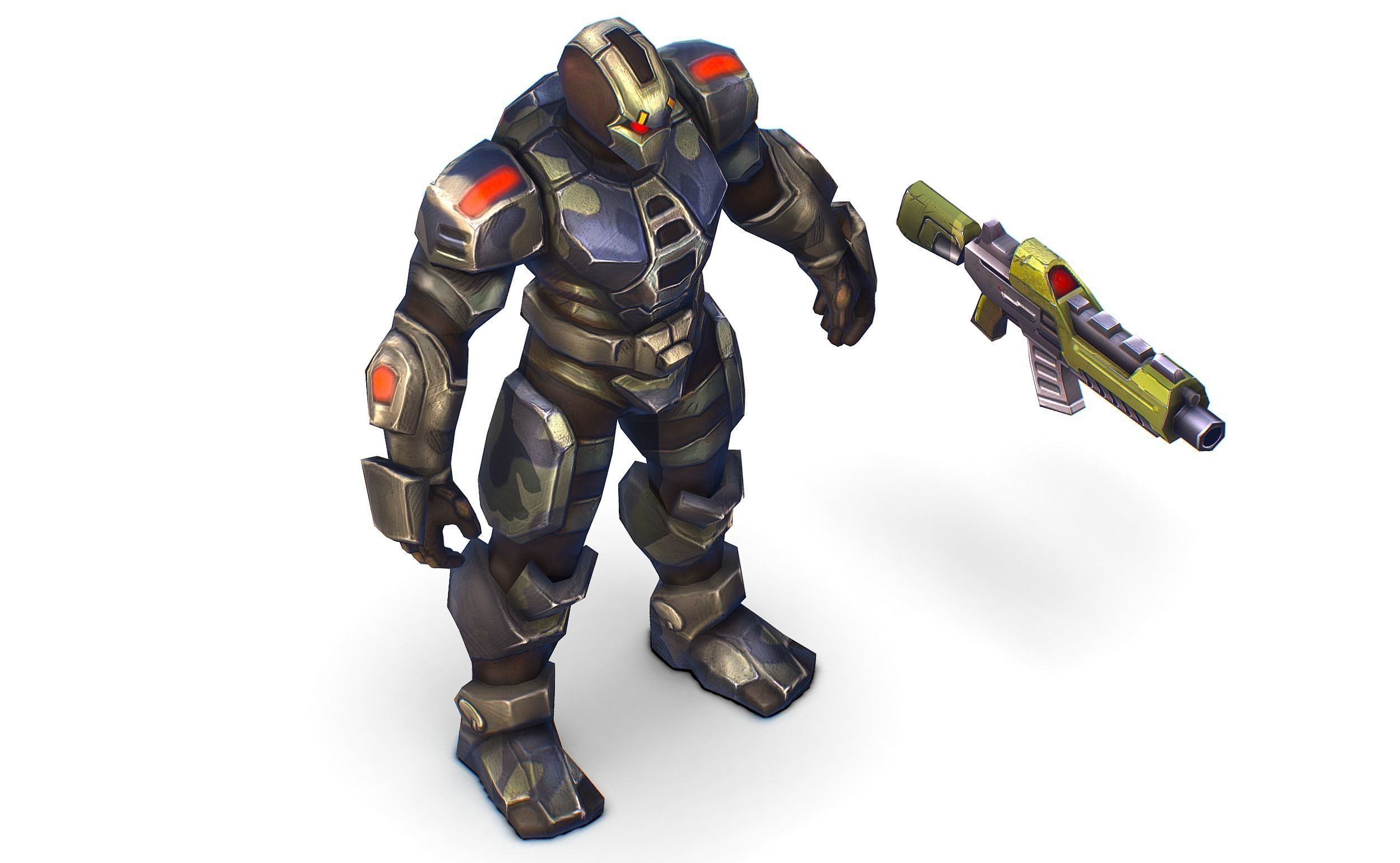 Sci-Fi Man Cyborg Drone Male Trooper Black Soldier Low-poly 3D model_11