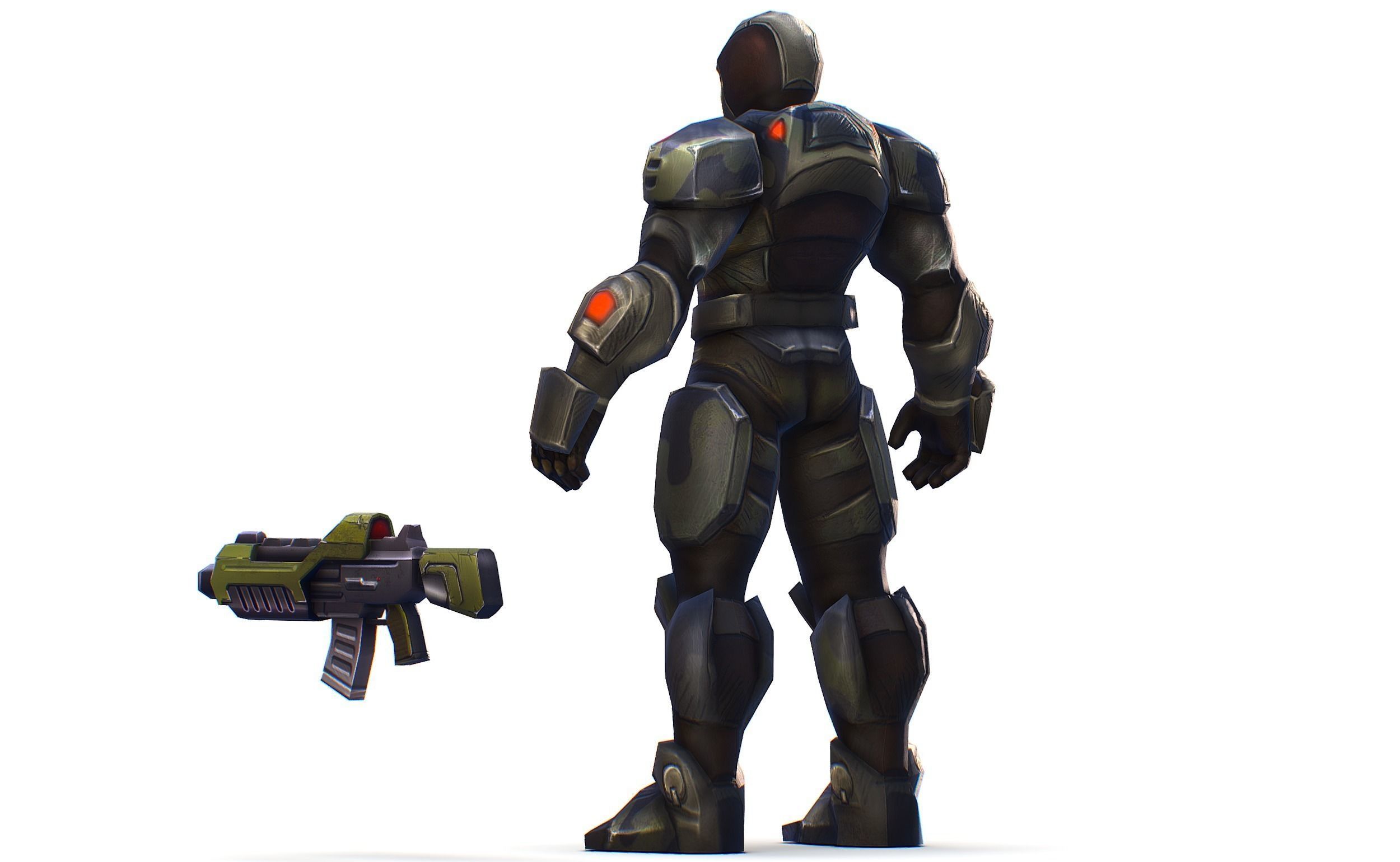 Sci-Fi Man Cyborg Drone Male Trooper Black Soldier Low-poly 3D model_3