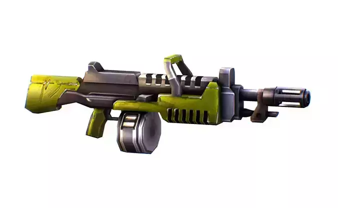 Low Poly Sci-Fi Cartoon Assault Heavy Machine Gun