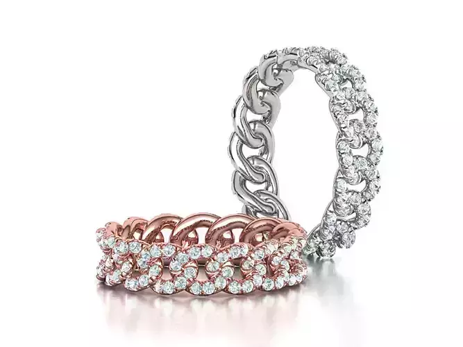Amelia Diamond Cuban Women Ring Pave Setting 7US size 3D print model
