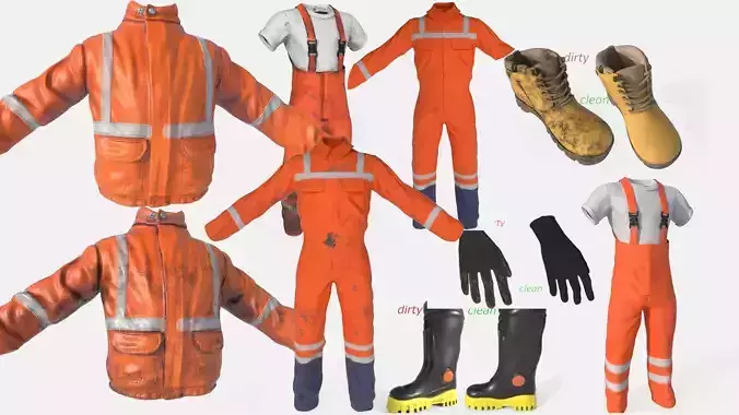 Workman Outfit 3D Model Collection