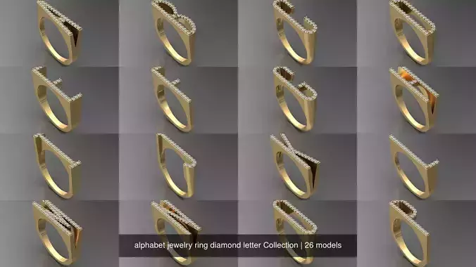 alphabet jewelry ring diamond letter Collection 