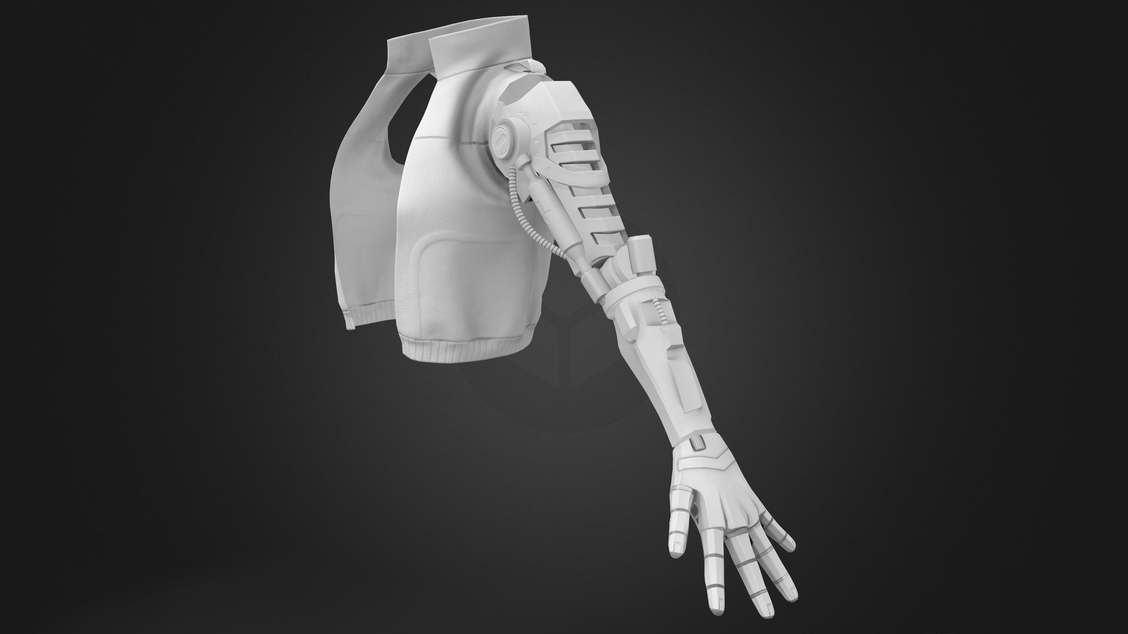 Robotic Arm Sleeveless Vest Female Jacket Low-poly 3D model_8