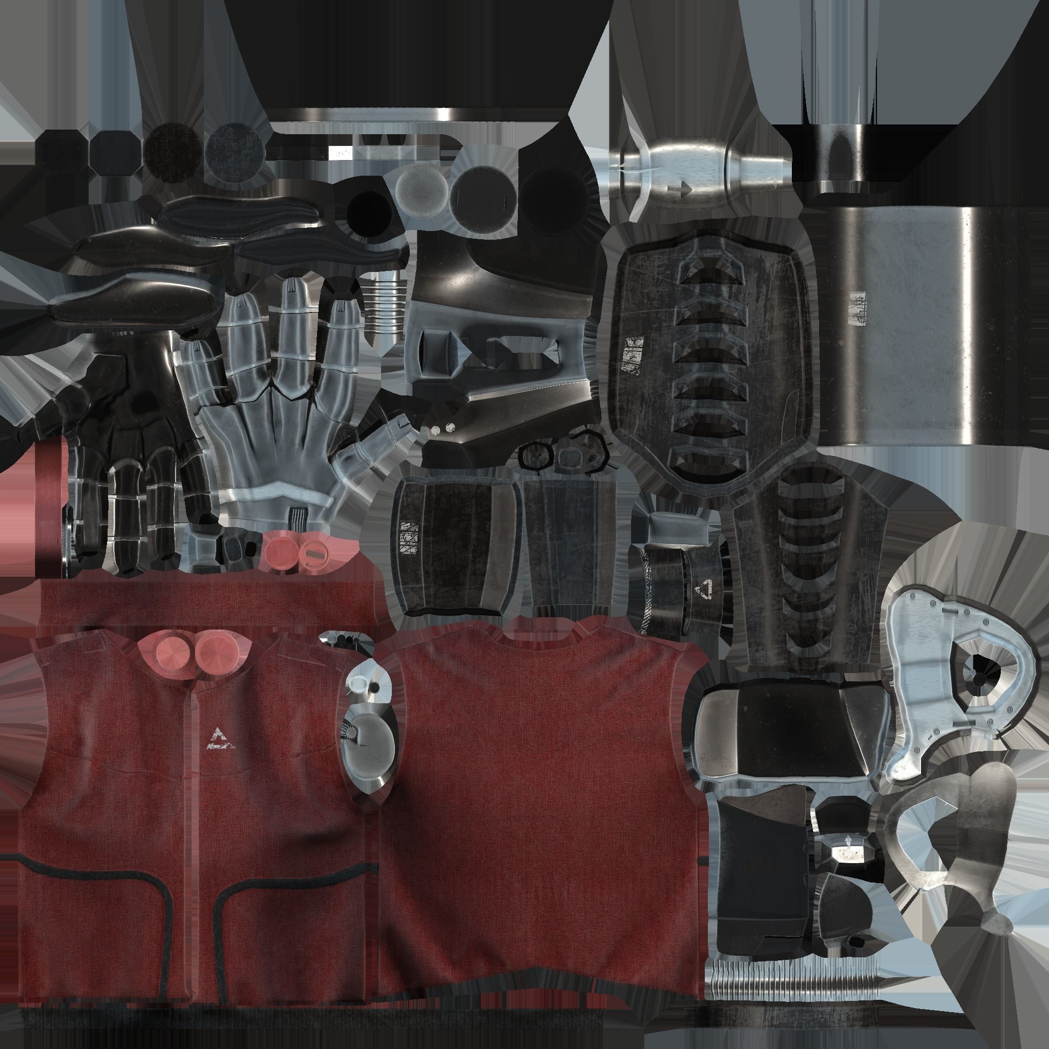 Robotic Arm Sleeveless Vest Female Jacket Low-poly 3D model_9