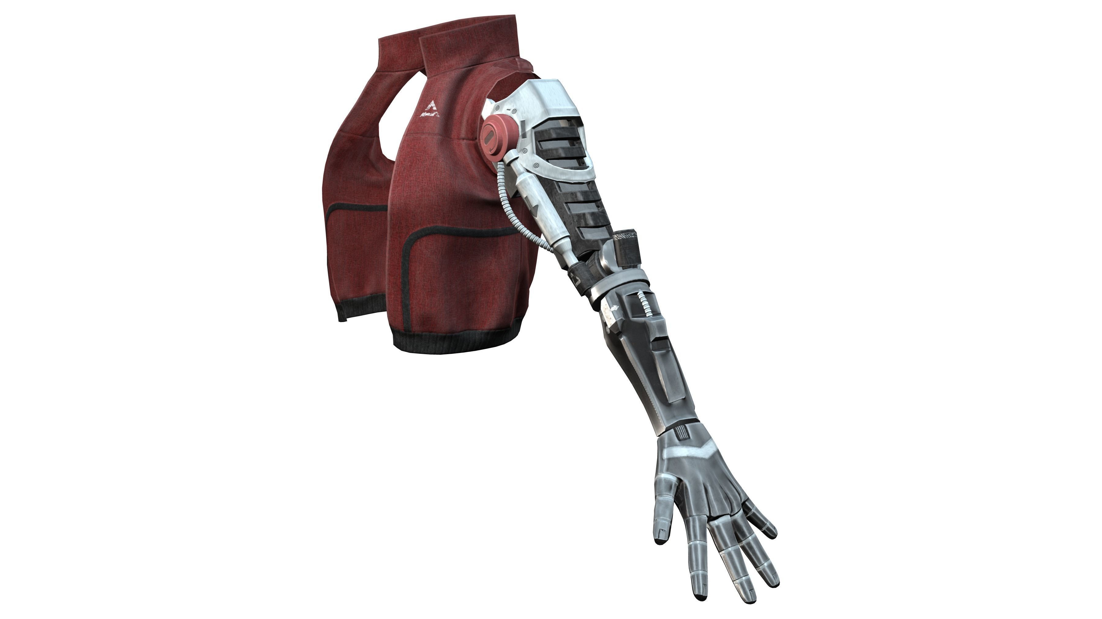 Robotic Arm Sleeveless Vest Female Jacket Low-poly 3D model_2