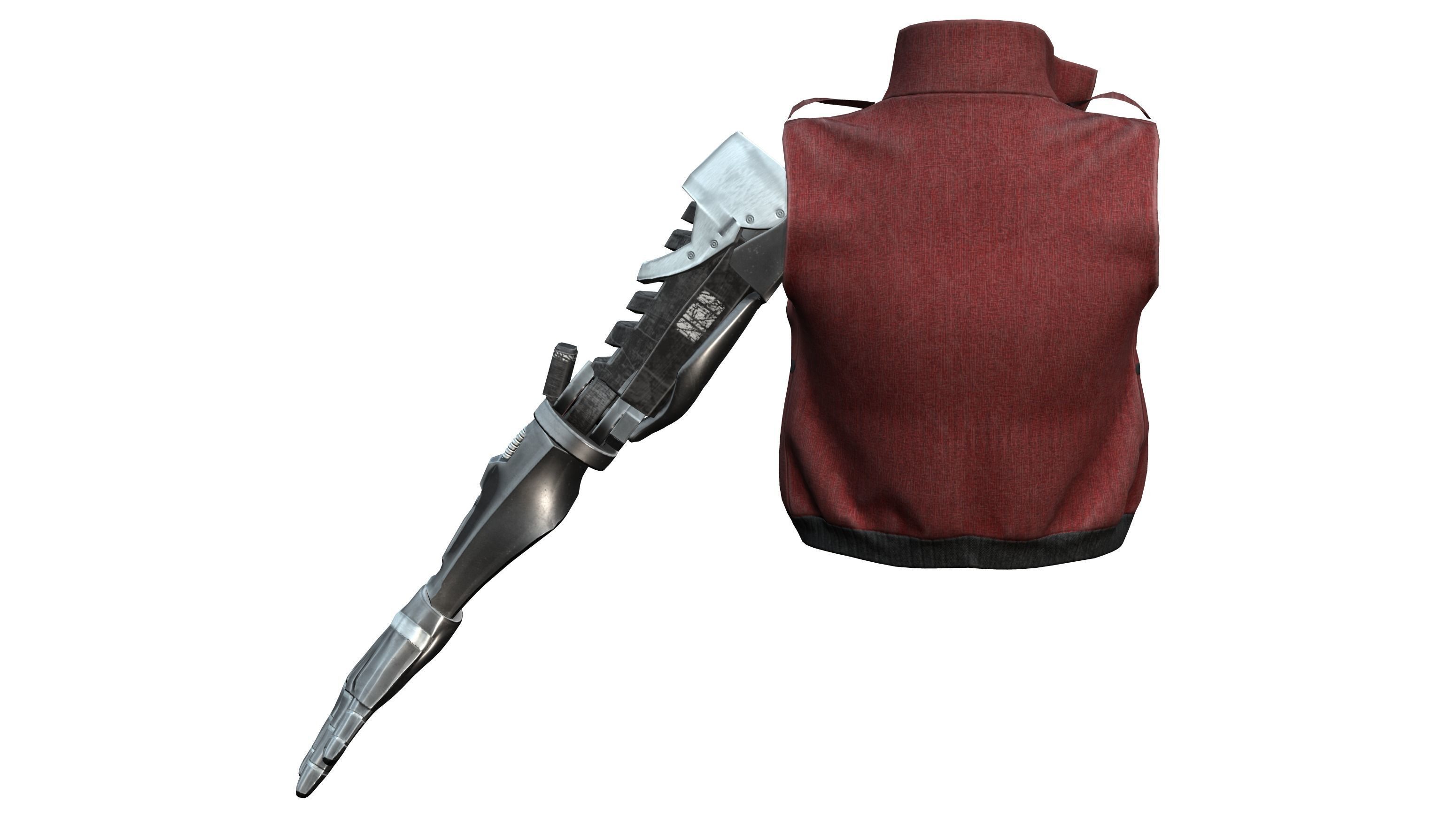 Robotic Arm Sleeveless Vest Female Jacket Low-poly 3D model_4